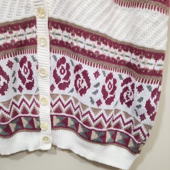 Vintage Season Ticket button front floral v-neck sweater vest woman's size 2XL - Picture 8 of 8